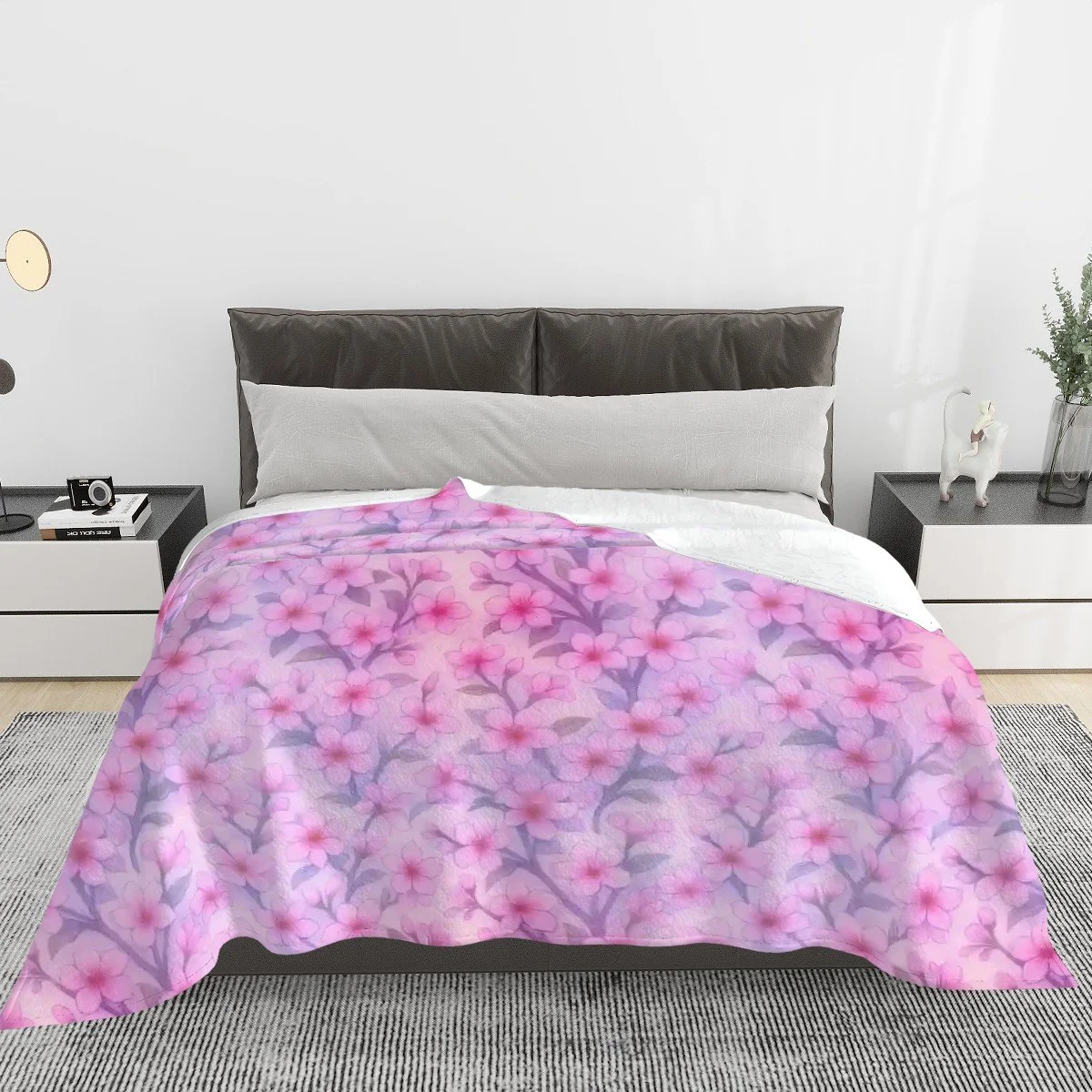 Pink Blossom 280 GSM Multi-Size Flannel Throw Blanket