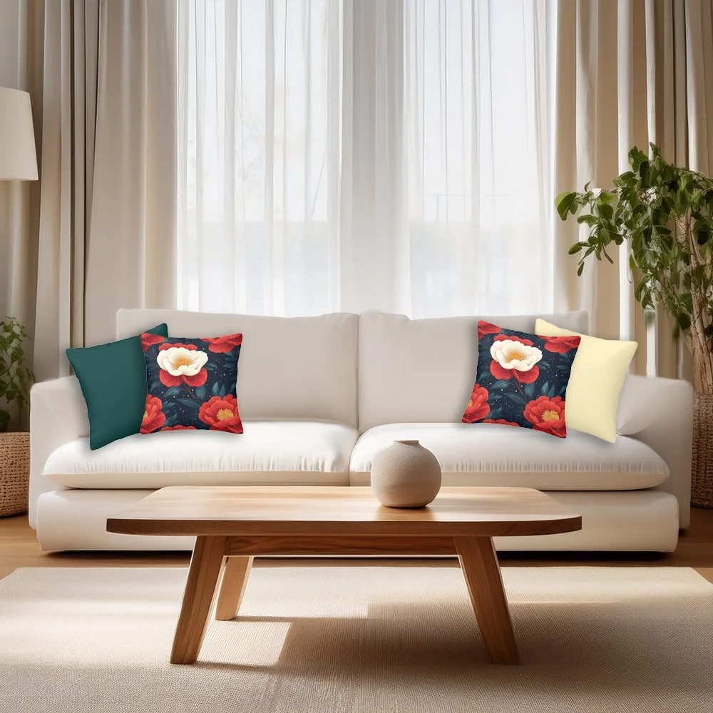 Camelia & Moonlight Throw Pillow Covers Set of 4