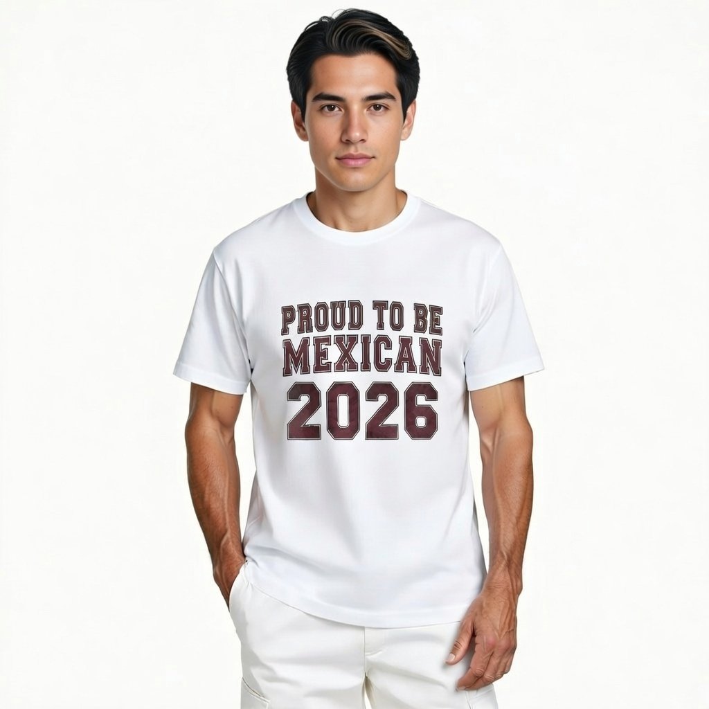 Proud to Be Mexican® –Unisex White T-Shirt Vintage 2 Design White/Logo Vine