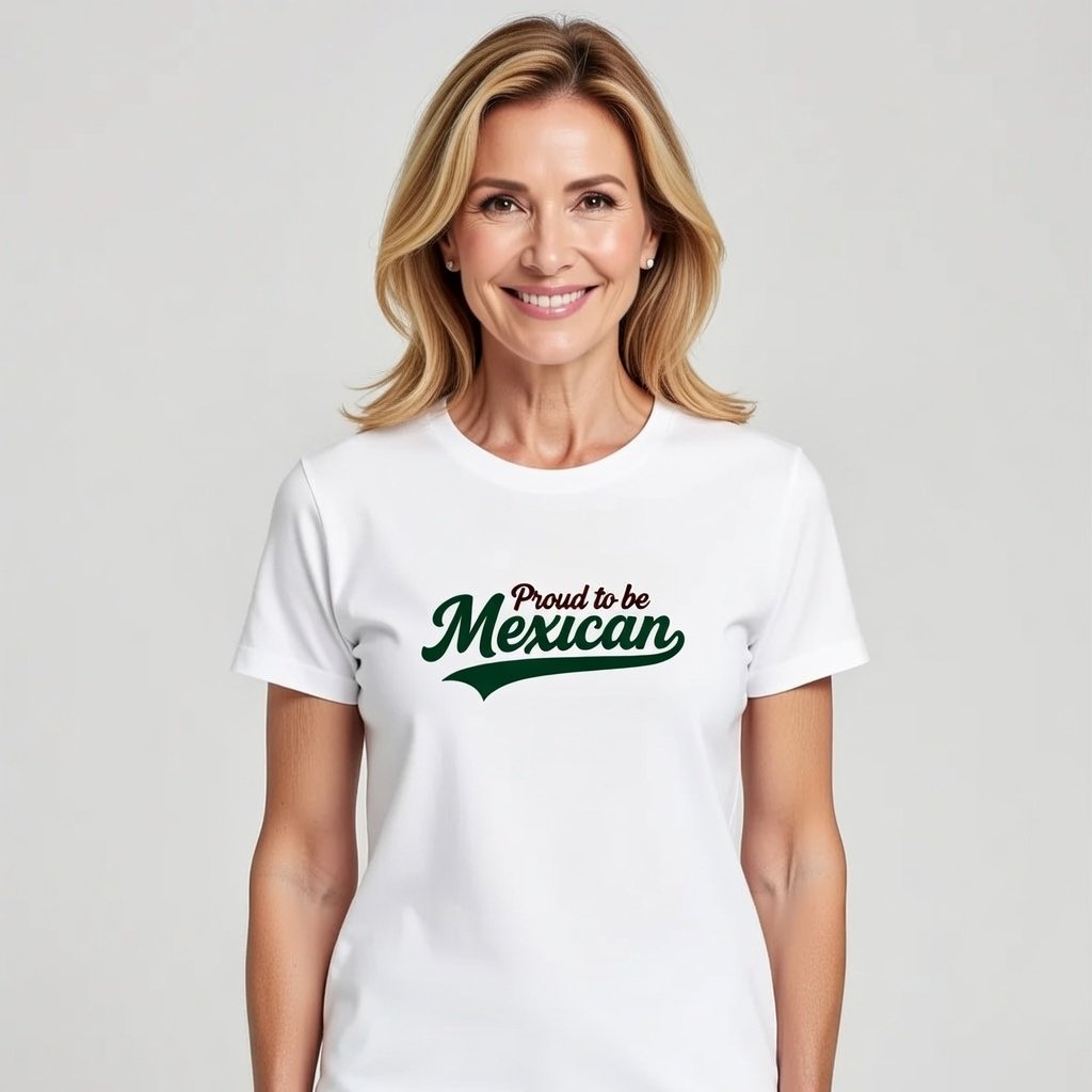 Proud to Be Mexican® – Baseball Tail Design Unisex T-Shirt White/Logo Black-Green-Red