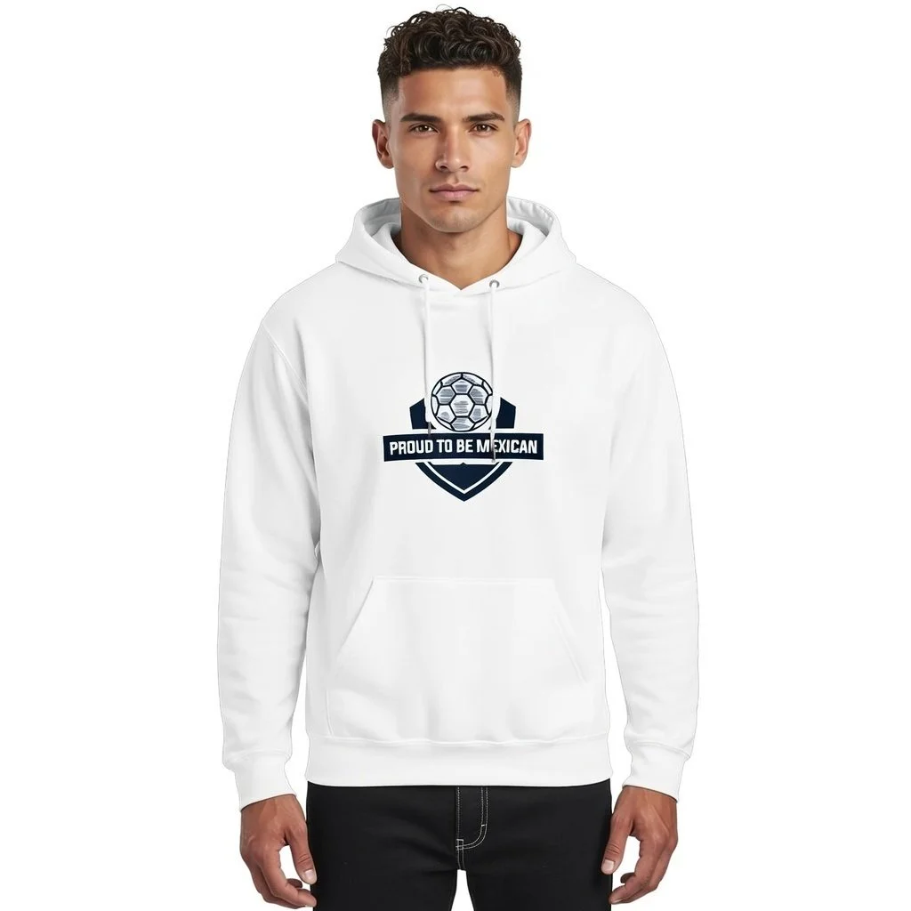 Proud to Be Mexican® – World Cup Supporter White Unisex Hoodie Soccer Ball Emblem