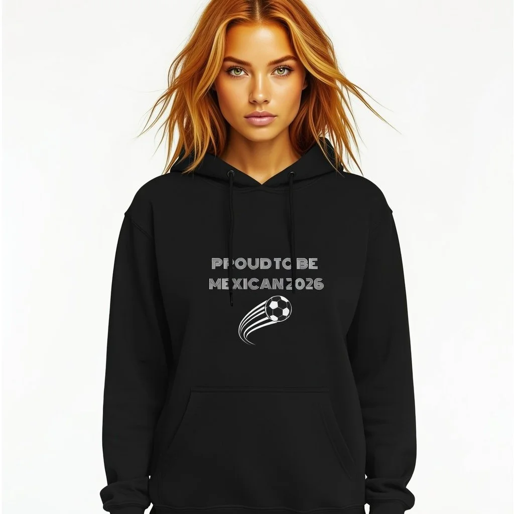 Proud to Be Mexican® – World Cup Supporter Black Unisex Hoodie Lively Soccer Ball