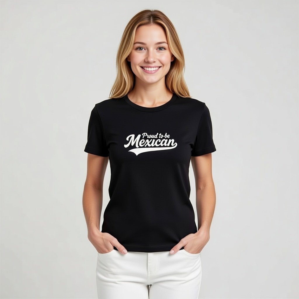 Proud to Be Mexican® – Baseball Tail Design Unisex T-Shirt Black/Logo White