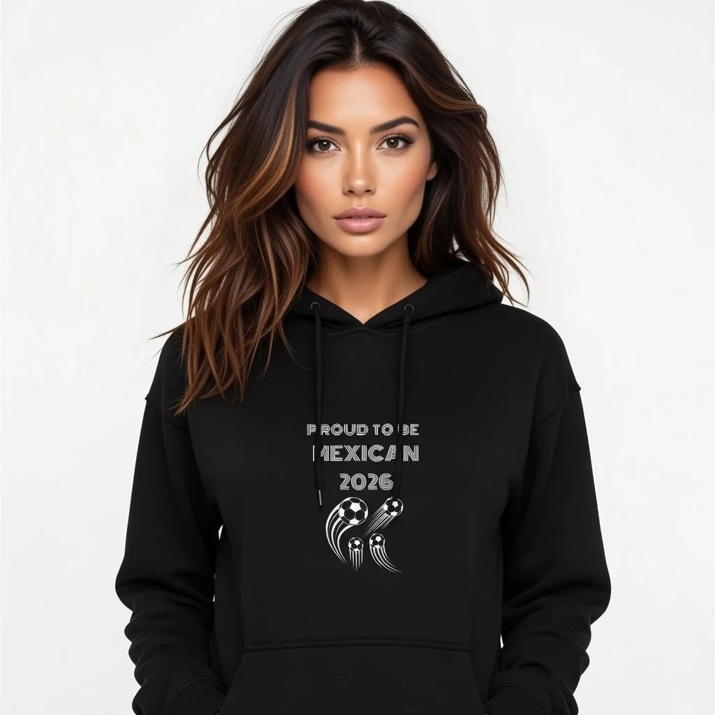 Proud to Be Mexican® – World Cup Supporter Black Unisex Hoodie 3 Soccer Balls
