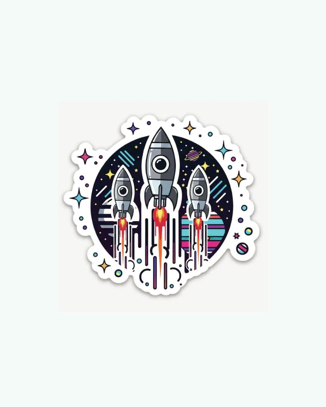 Retro Rocket Fleet Vinyl Sticker