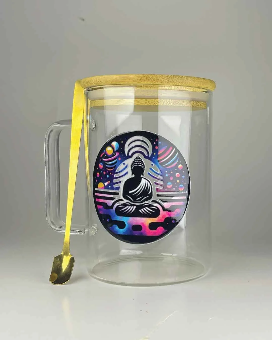 The "Celestial Nirvana" Glass Mug with Bamboo Lid