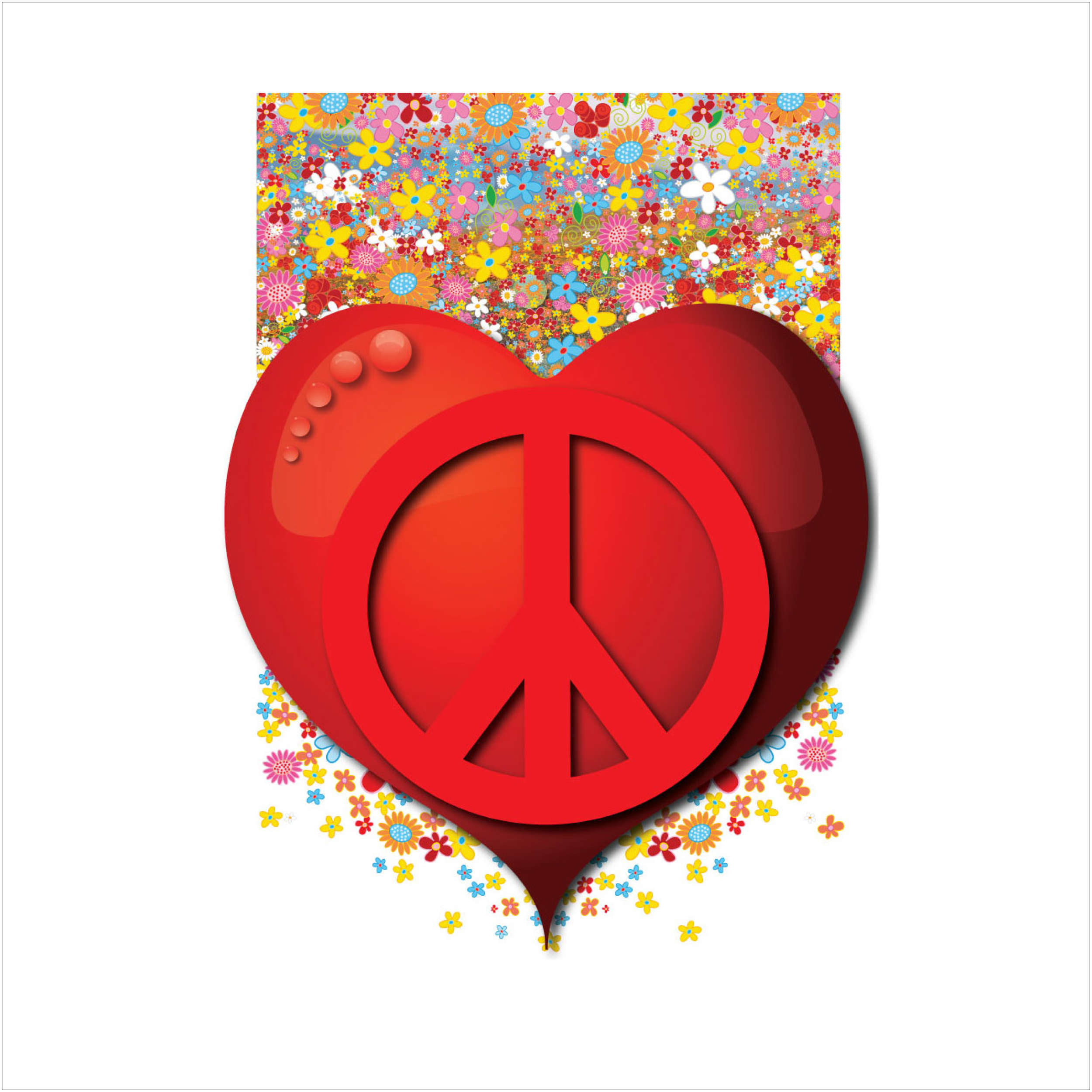 Eternal Peace & Love Floral Heart