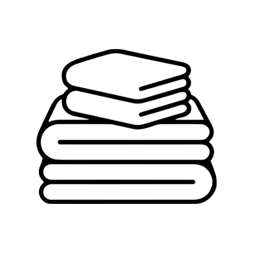 Line drawing of a stack of folded towels or cloths.