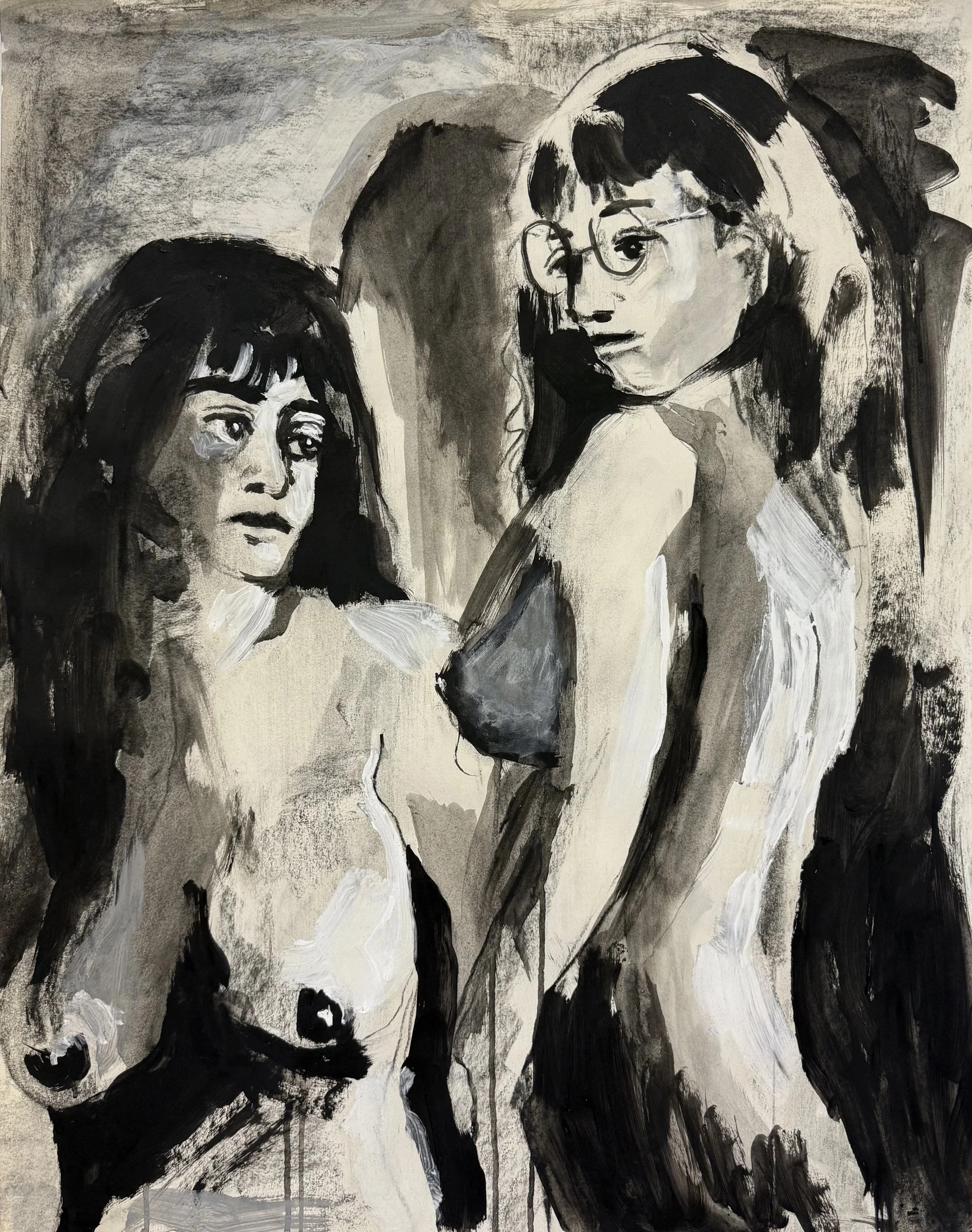 Jackie & Jane
44" x 34"
Charcoal, Acrylic, Gesso on Paper
