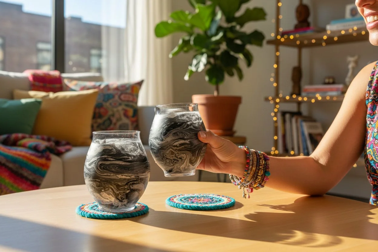 Embellished Crystal Wine Glasses - Silver