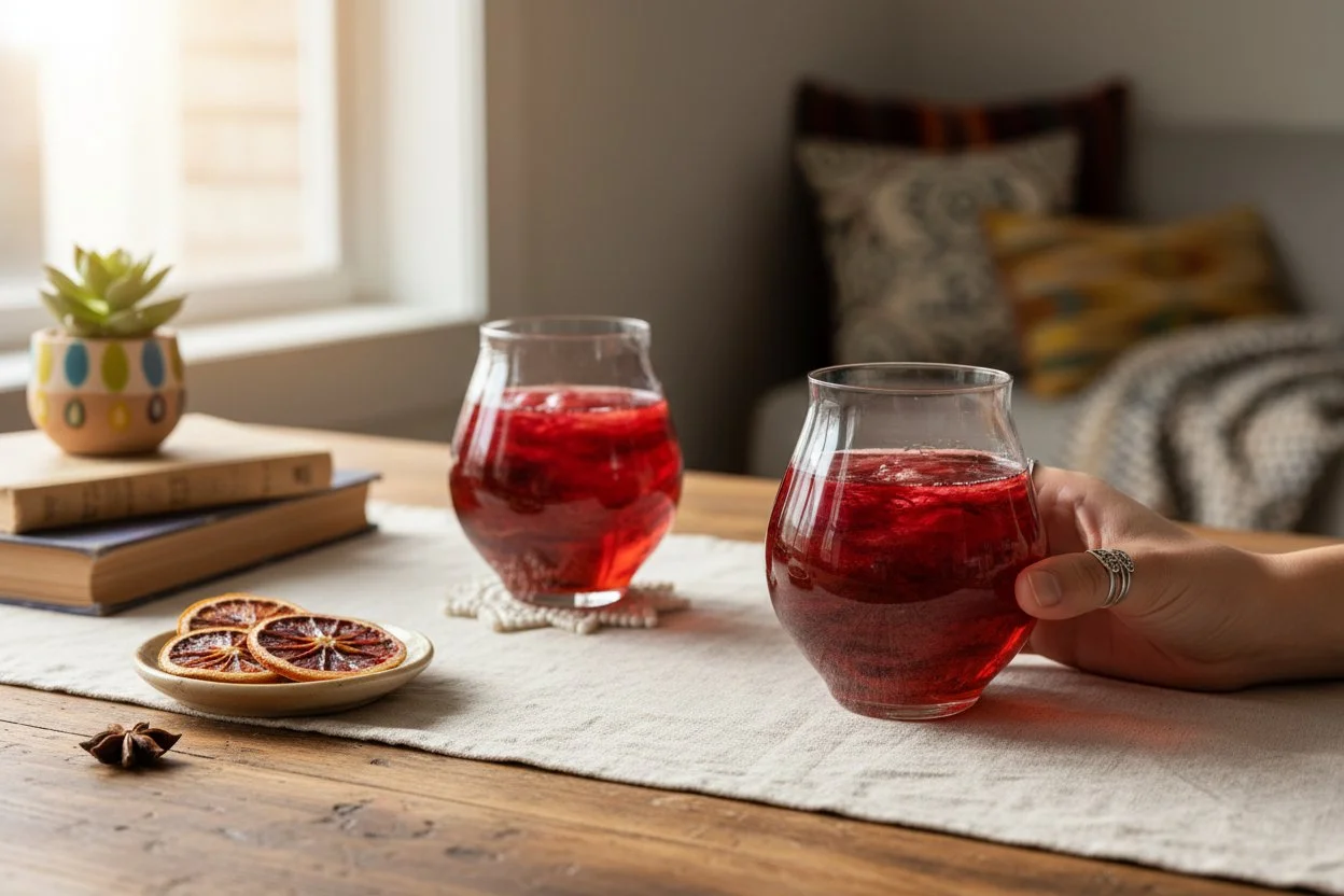 Embellished Crystal Wine Glasses - Red