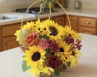 Farmhouse Sunflower Floral Arrangement