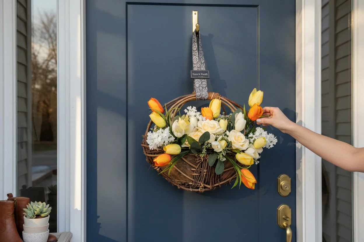 Bright Yellow Tulip Hanging Basket