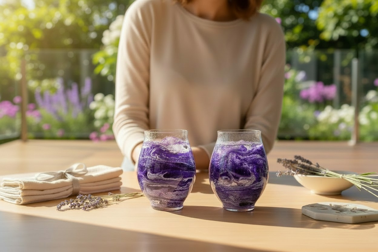 Embellished Crystal Wine Glasses - Purple