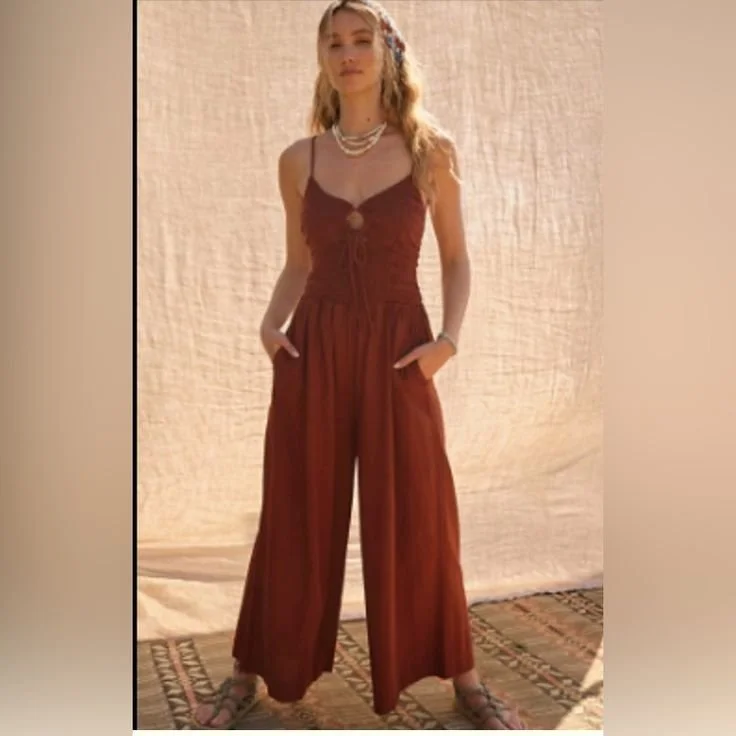 Free People Pants & Jumpsuits _ Free People Jumpsuit Romper, Rust Color, Size Small, Nwt _ Color_ Brown _ Size_ S.jpeg