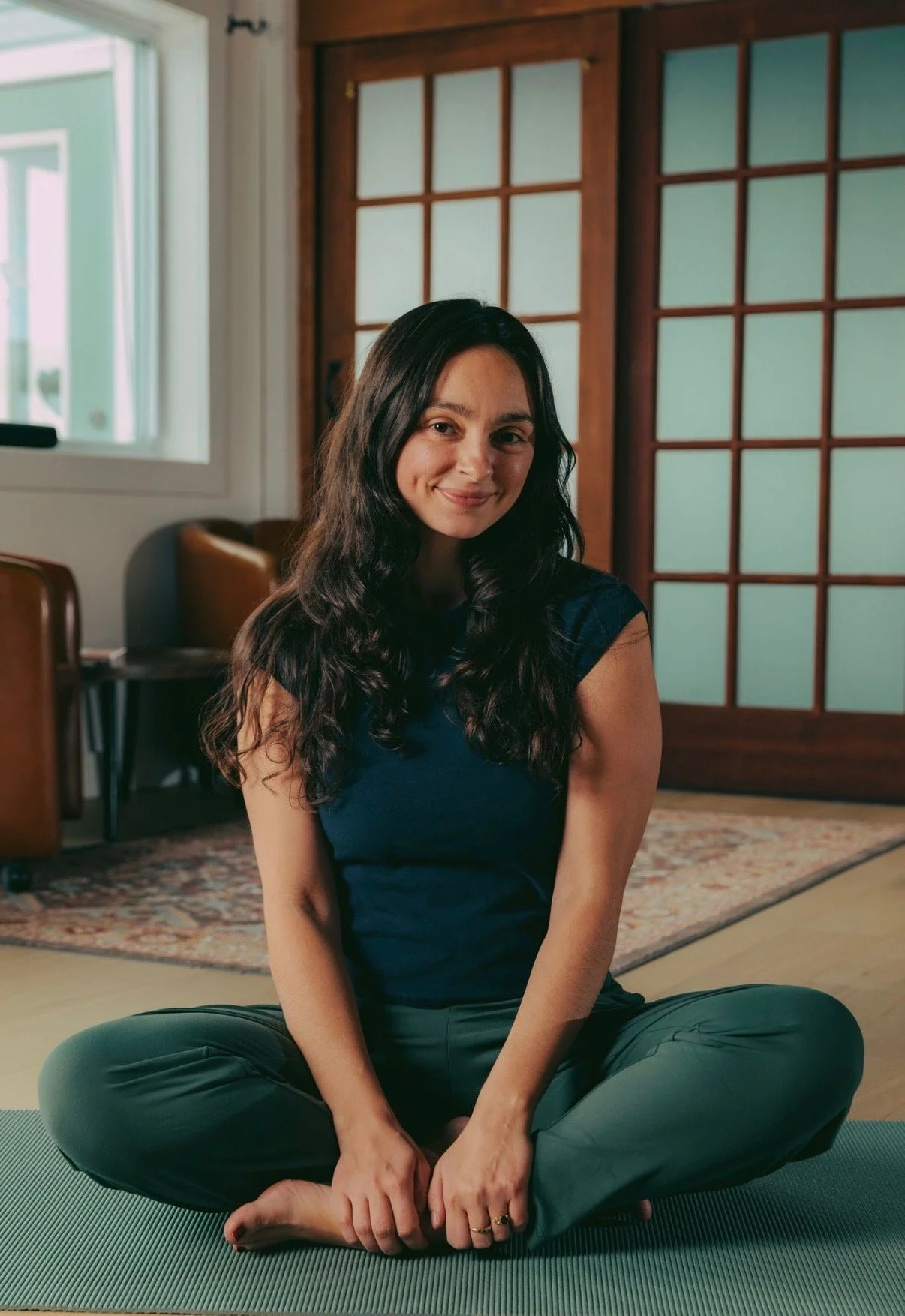 Group vinyasa yoga class with Becky Losito in Windham NY at The Perch Hotel