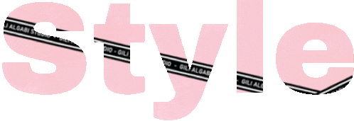 Close-up of pink text spelling 'style' with a black ribbon running through the letters.