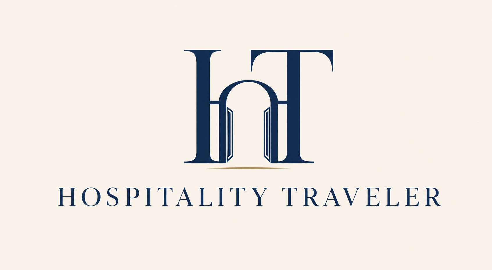 Logo for Hospitality Traveler featuring a stylized letter H with an open door in the center.