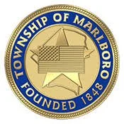 Seal of the Township of Marlboro, featuring a shield and an arrow, with the text 'Township of Marlboro' and 'Founded 1848' around the edge.