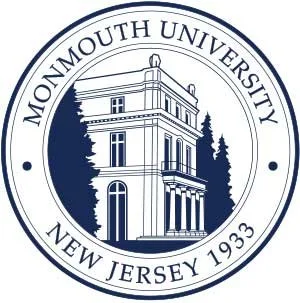 Seal of Monmouth University featuring a detailed illustration of a historic building with trees in the background, surrounded by the university's name and founding year 1933.