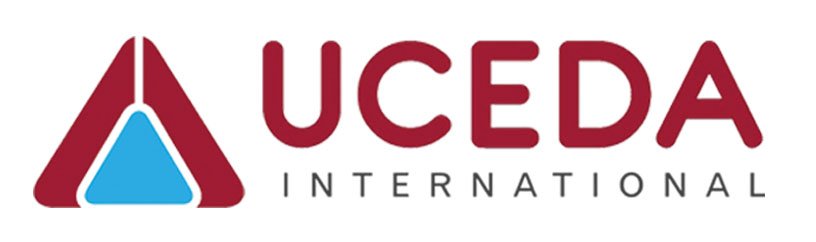 Logo of UCEDA International, featuring stylized red and blue shapes with the text 'UCEDA' in bold maroon letters and 'International' underneath.