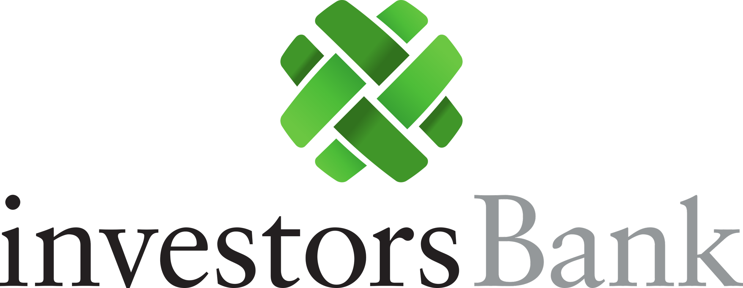 Logo of Investors Bank featuring a green abstract globe and the text 'investors Bank' in lowercase letters.