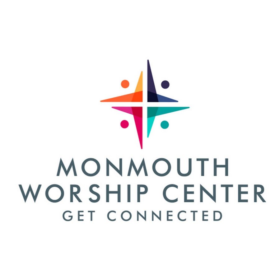 Colorful logo for Monmouth Worship Center featuring a star design with four colors and four dots, accompanied by the text "Monmouth Worship Center" and the slogan "Get Connected."
