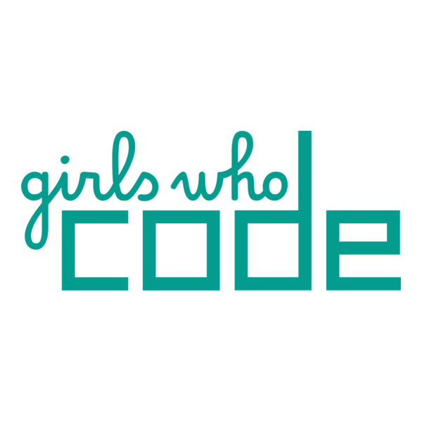 Text saying "girls who code" with "girls who" in cursive and "code" in block letters