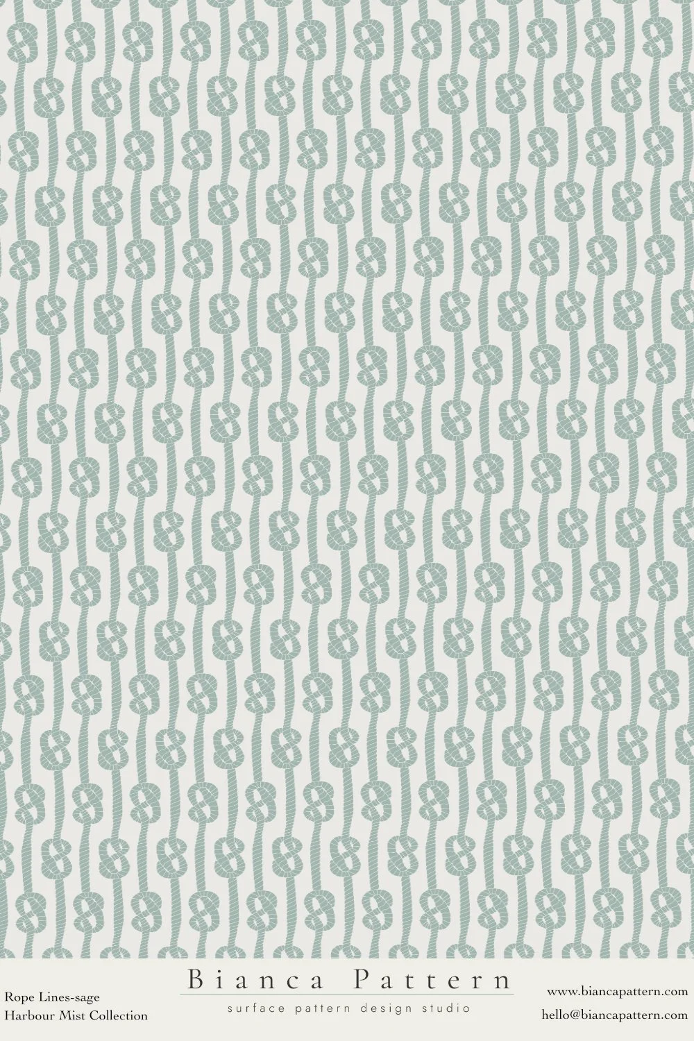A repeating pattern of rope lines interconnected with knots on a light background.