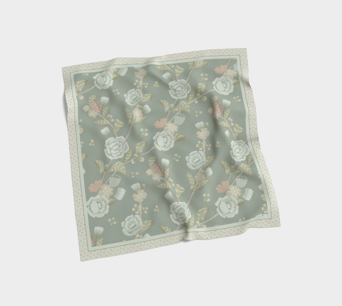Soft Botanica sage silk scarf