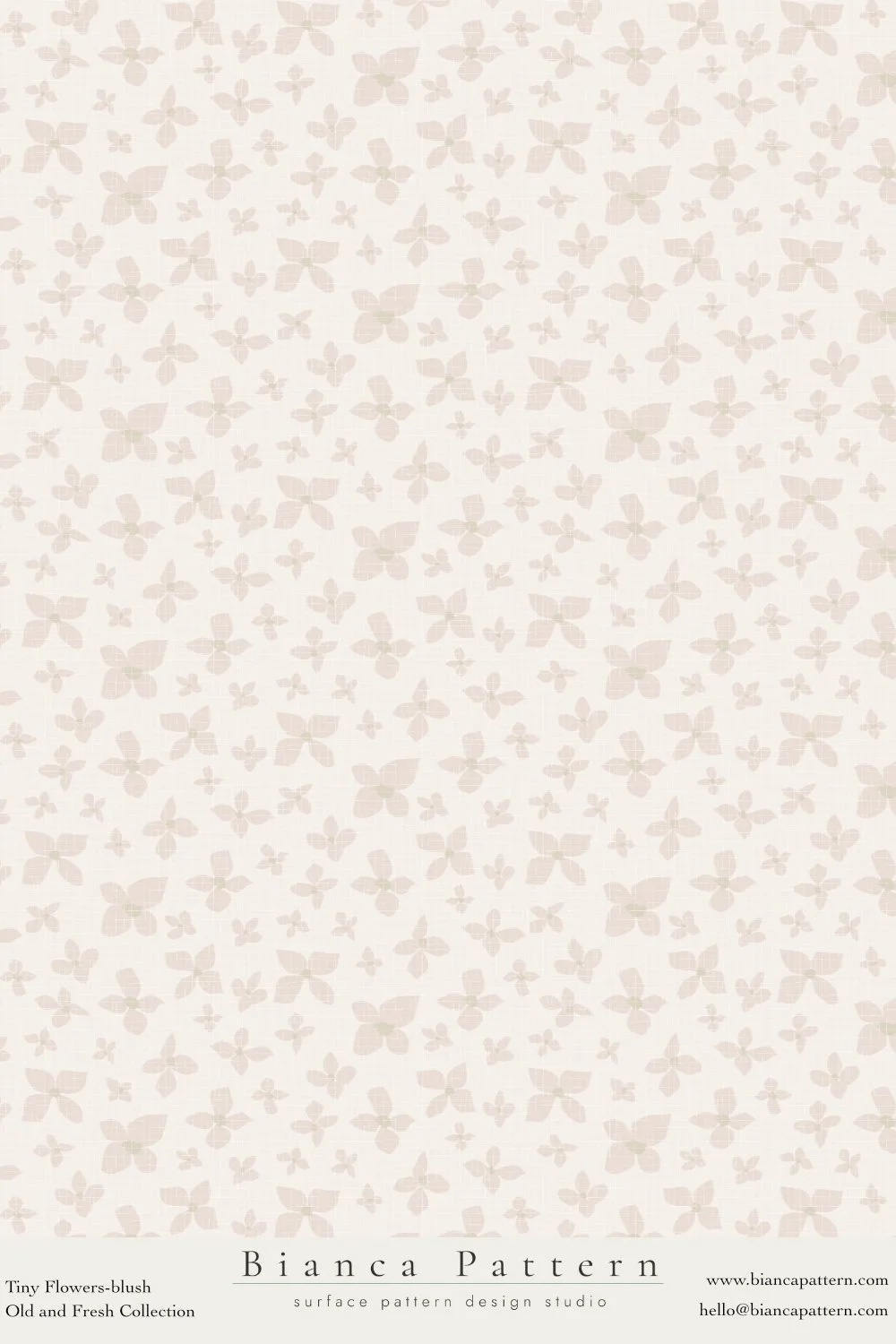 Light-colored surface pattern with small, subtle butterfly and flower motifs in a soft, pastel palette.