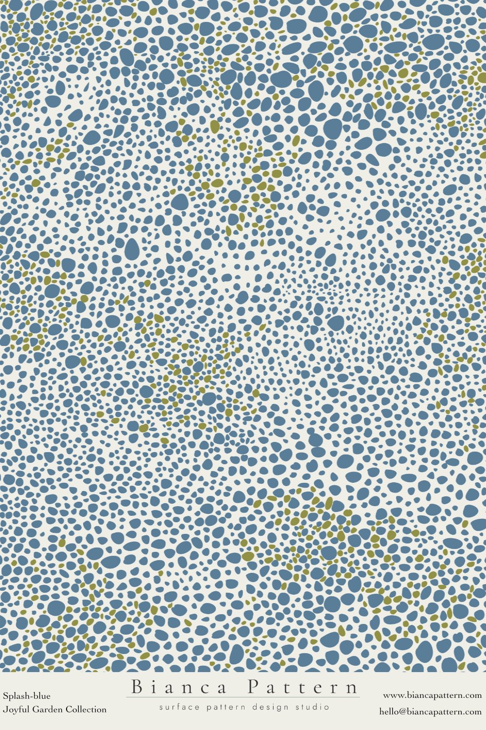 A pattern of blue and green irregular dots on a white background.