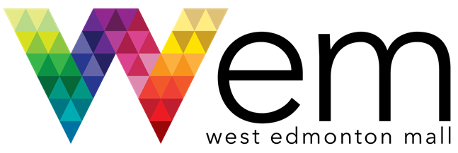 Colorful rainbow West Edmonton Mall logo.
