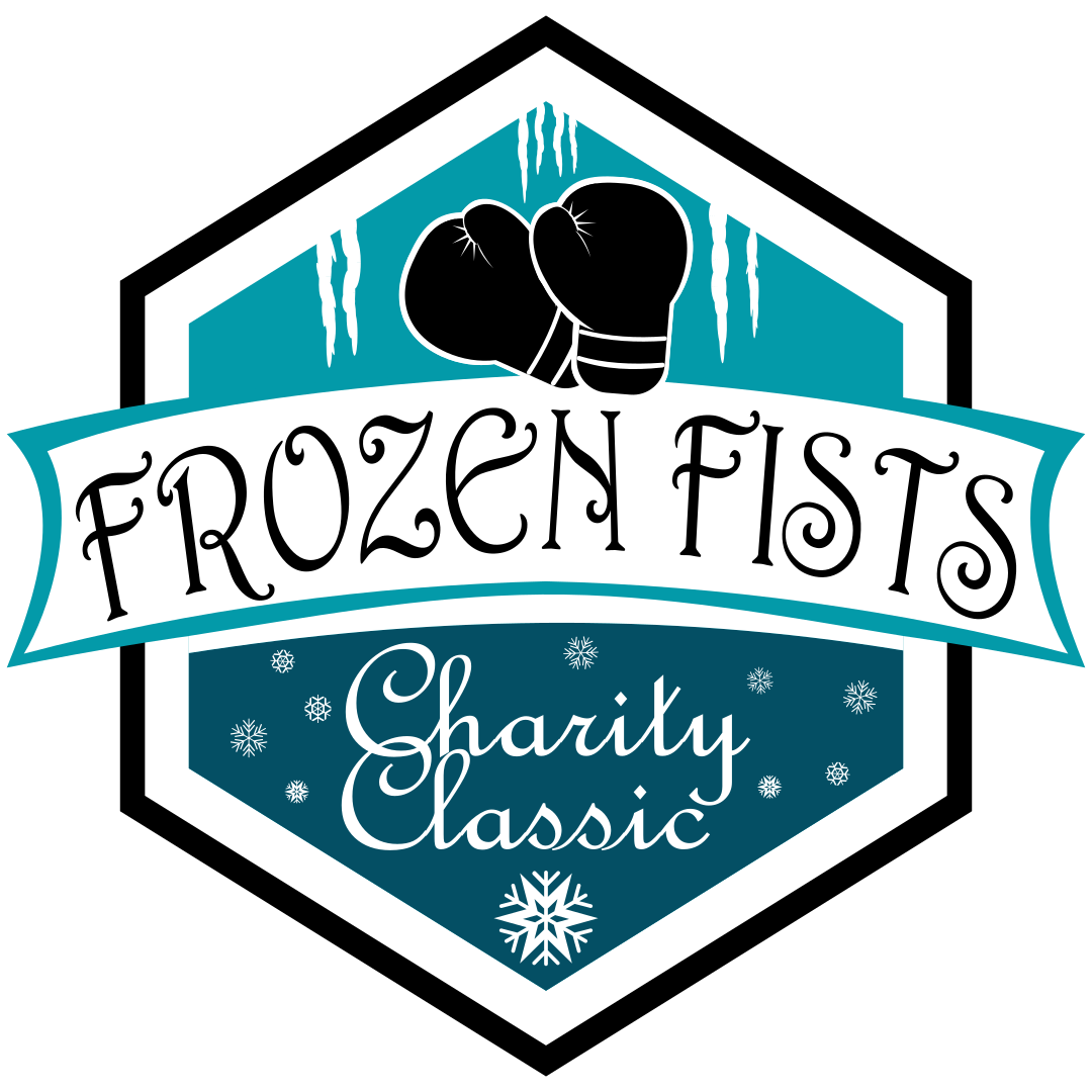 Logo for Frozen Fists Charity Classic featuring boxing gloves and snowflakes.