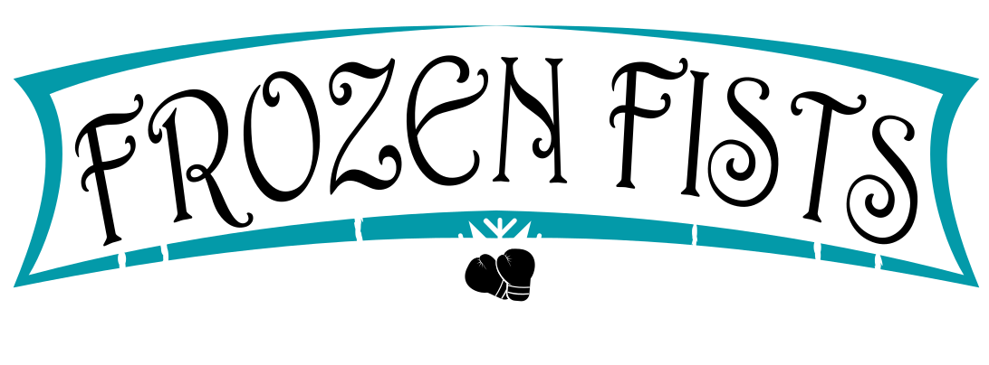 Logo for Frozen Fists Charity Classic featuring stylized text with icy and boxing glove elements.