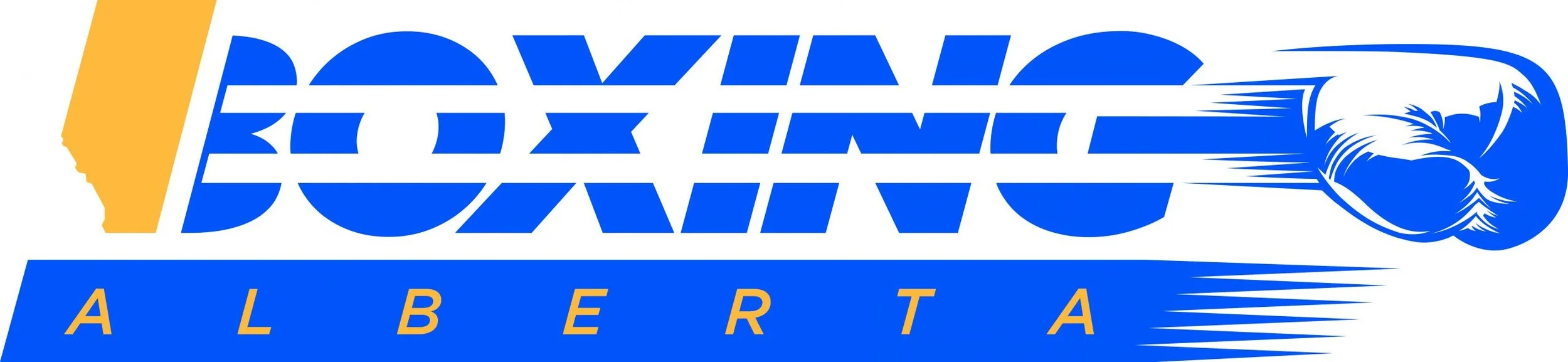 Blue and gold logo for Boxing Alberta.