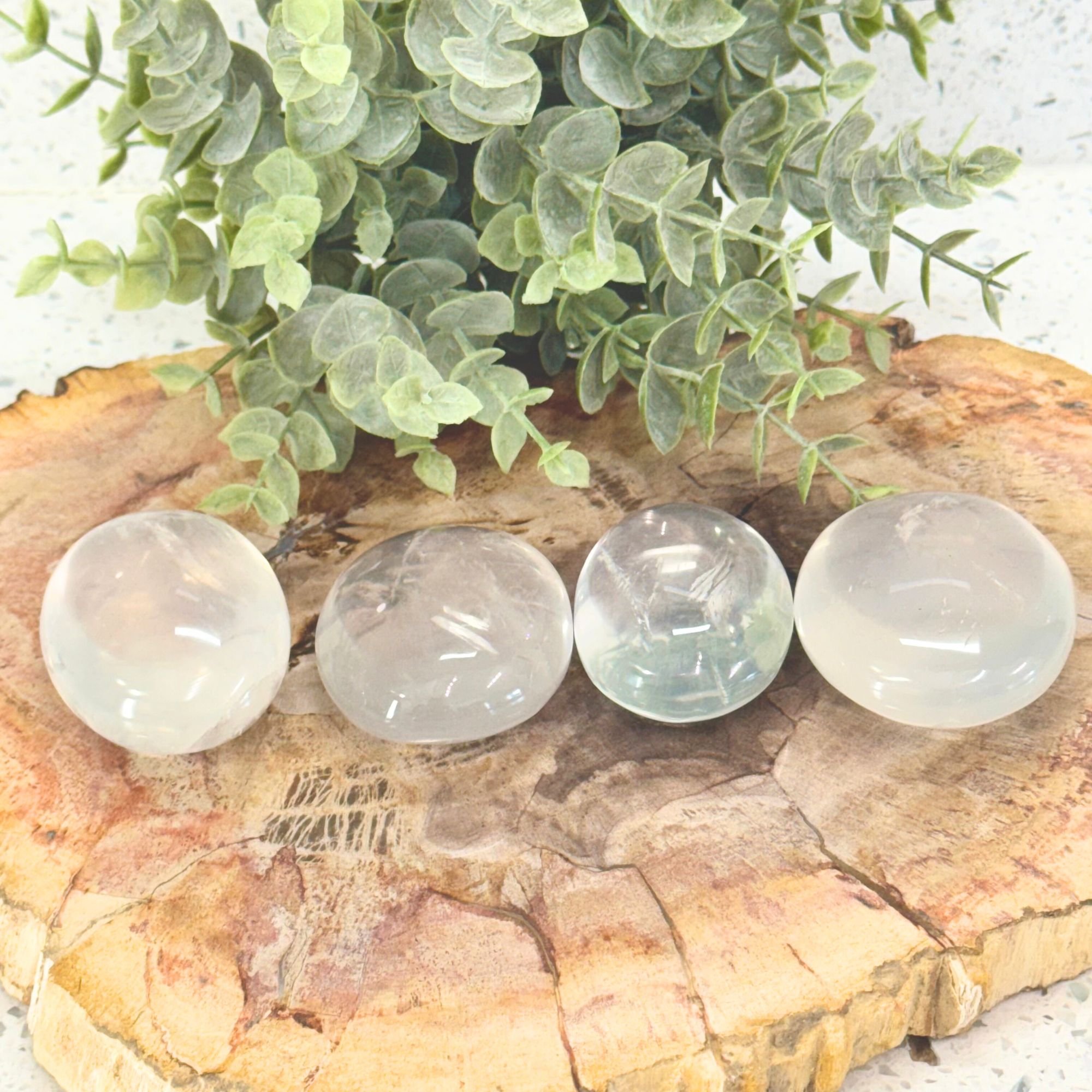 Girasol Quartz Palm Stones | Gentle Clarity & Emotional Insight