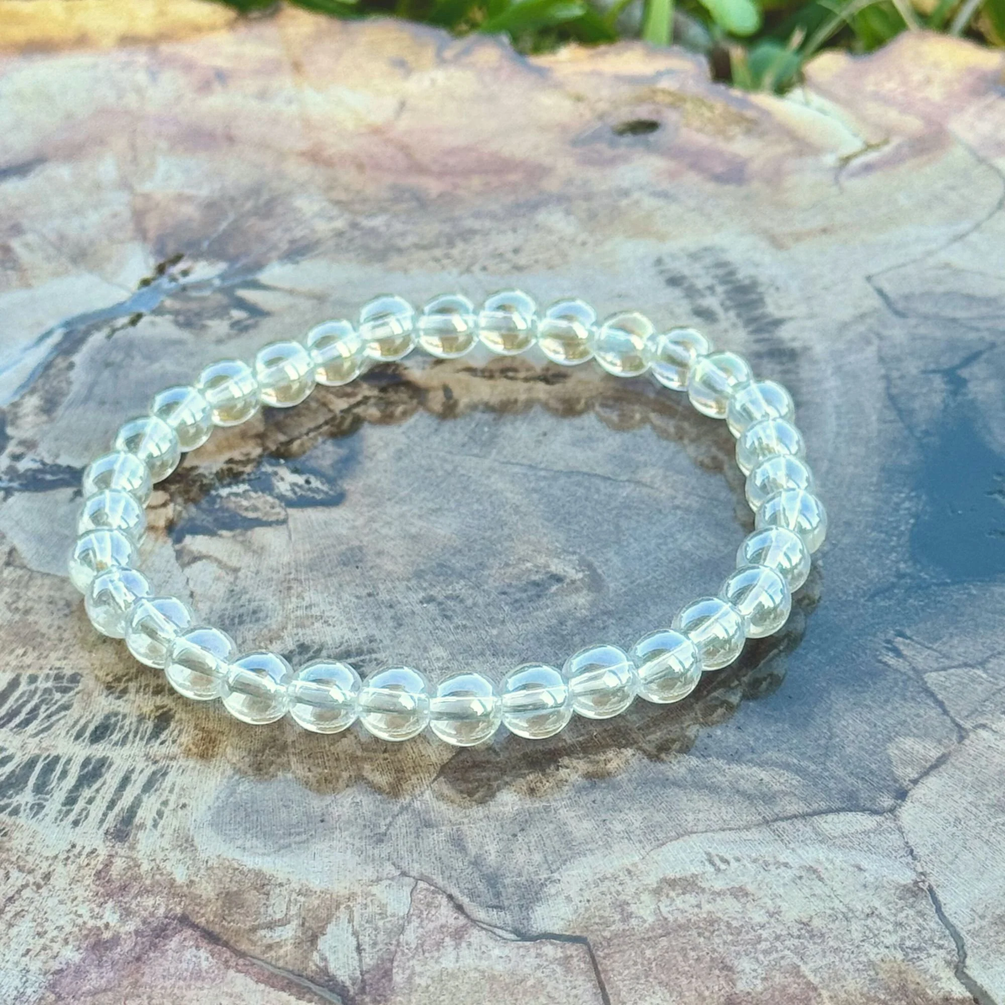 Aura Quartz Crystal Stretch Bracelet – Angel Aura Quartz 5mm Gemstone Beads