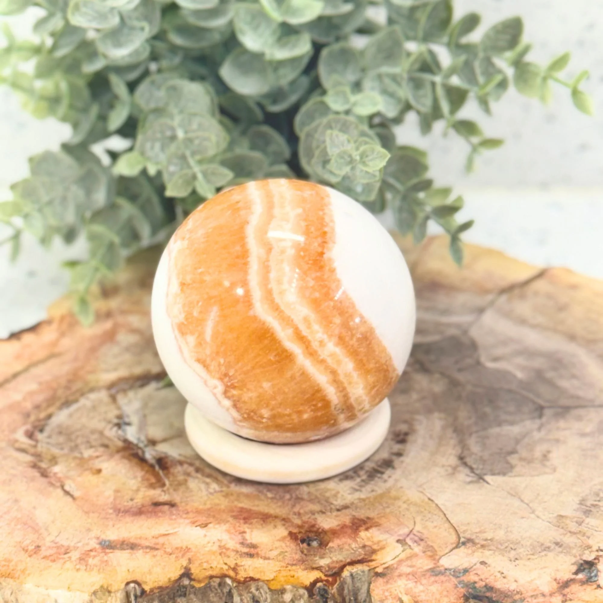 Orange Calcite Sphere – Energizing Crystal Ball for Creativity & Confidence