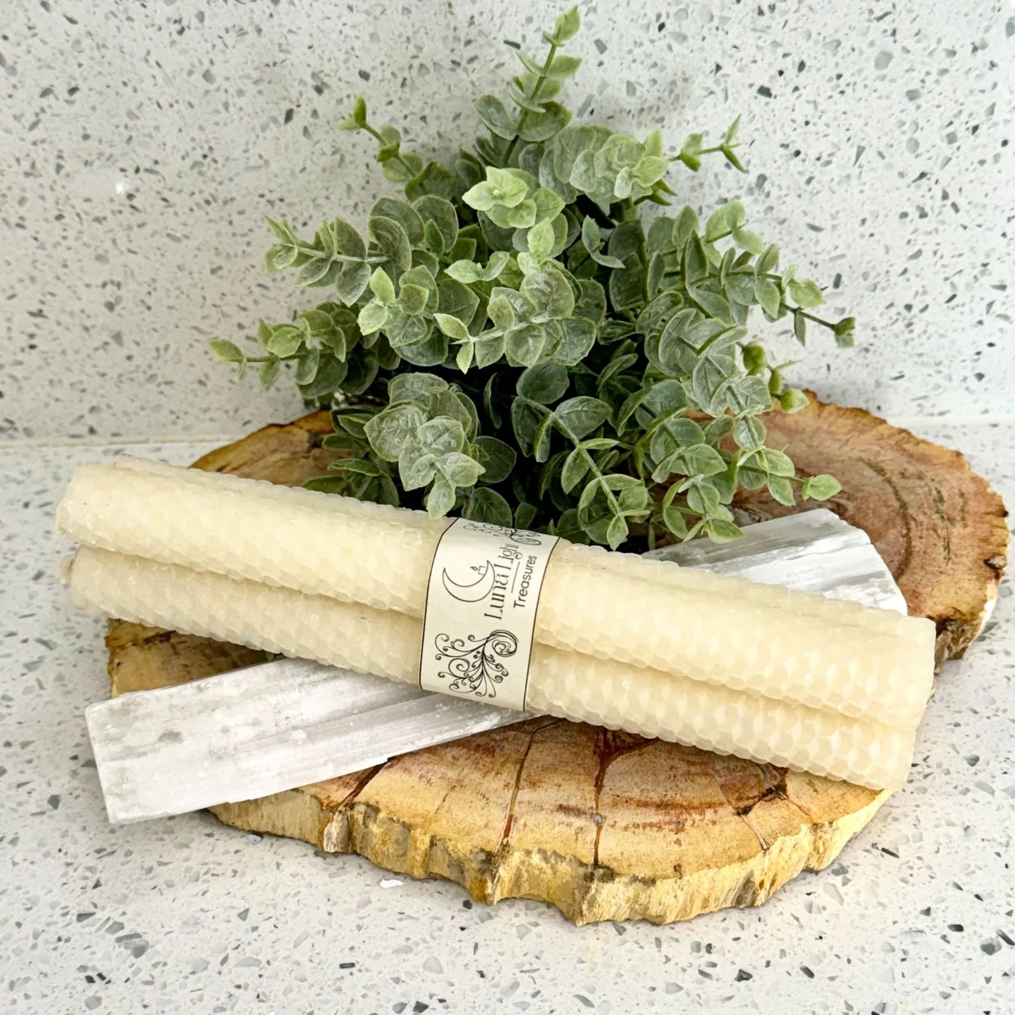 Ivory Beeswax Taper Candles: Set of 3