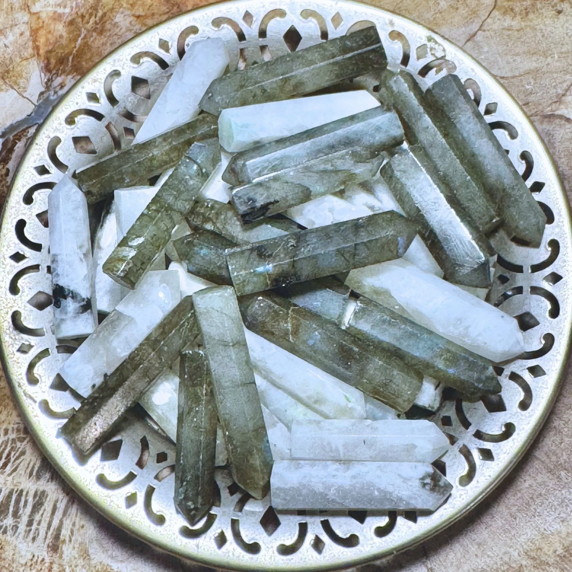 Mini Labradorite & Rainbow Moonstone Generator Towers | Intuition & Protection