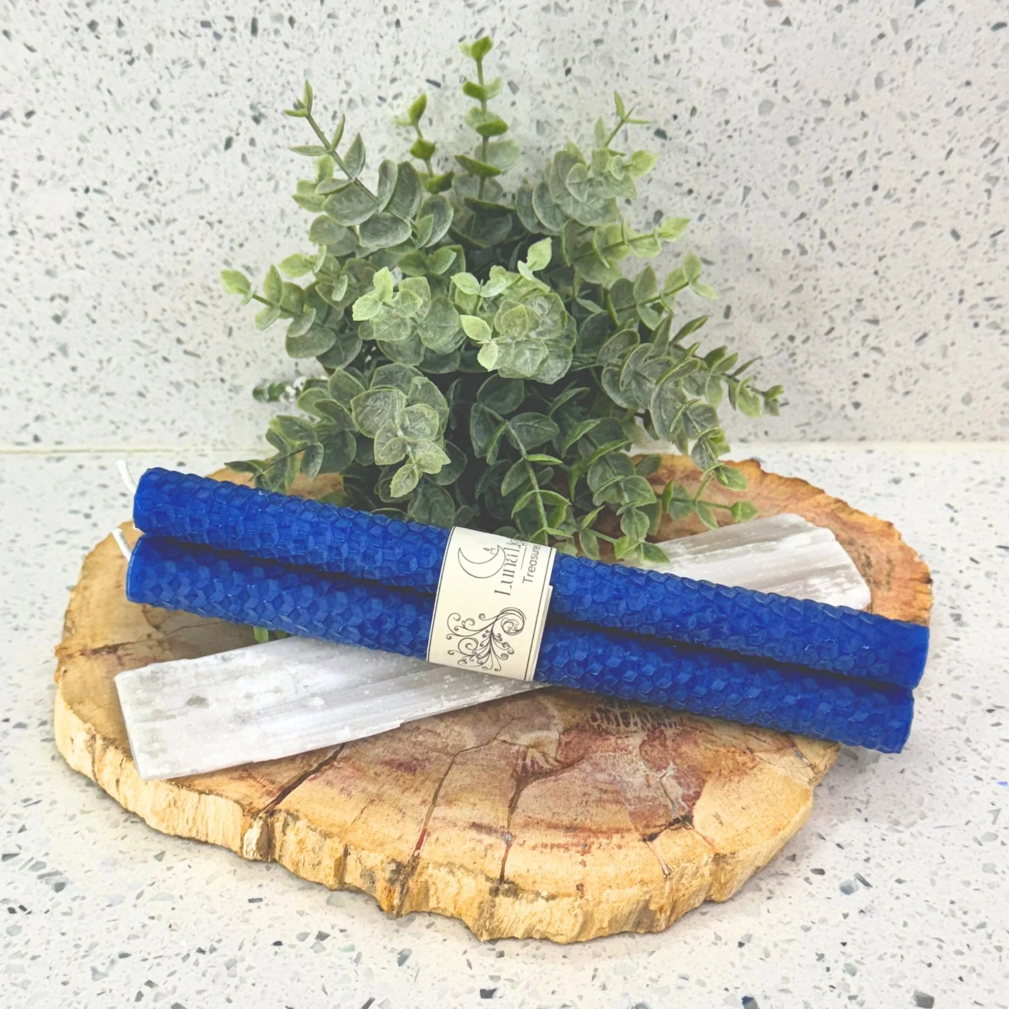 Navy Blue Beeswax Taper Candles: Set of 3