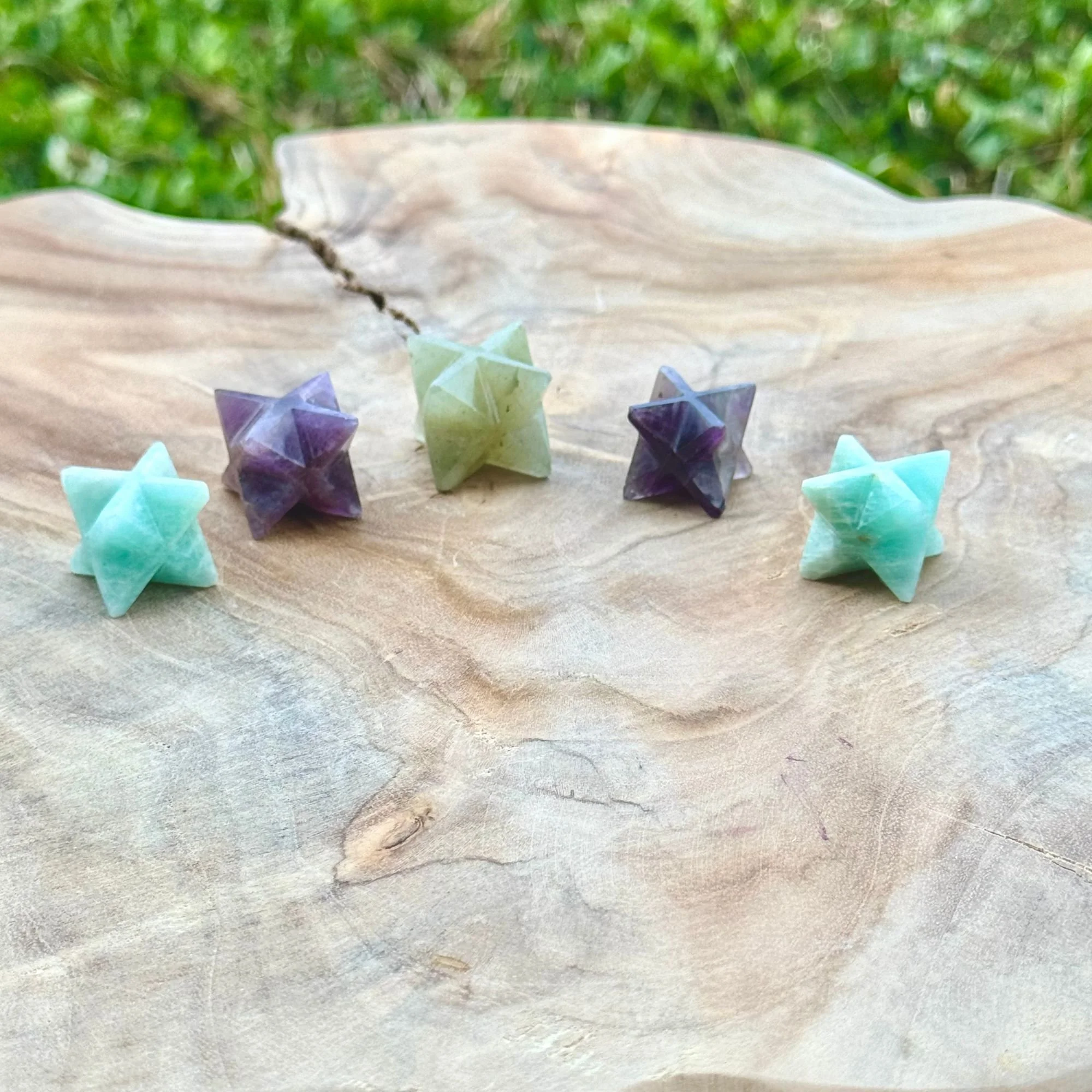 Mini Gemstone Merkaba Carvings | Amazonite, Amethyst & Green Aventurine (Intuitively Chosen)