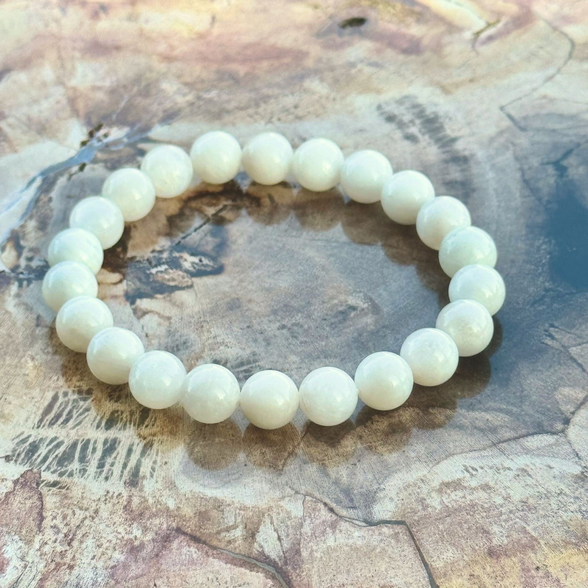 Moonstone Gemstone Stretch Bracelet – 7mm Natural Crystal Beads