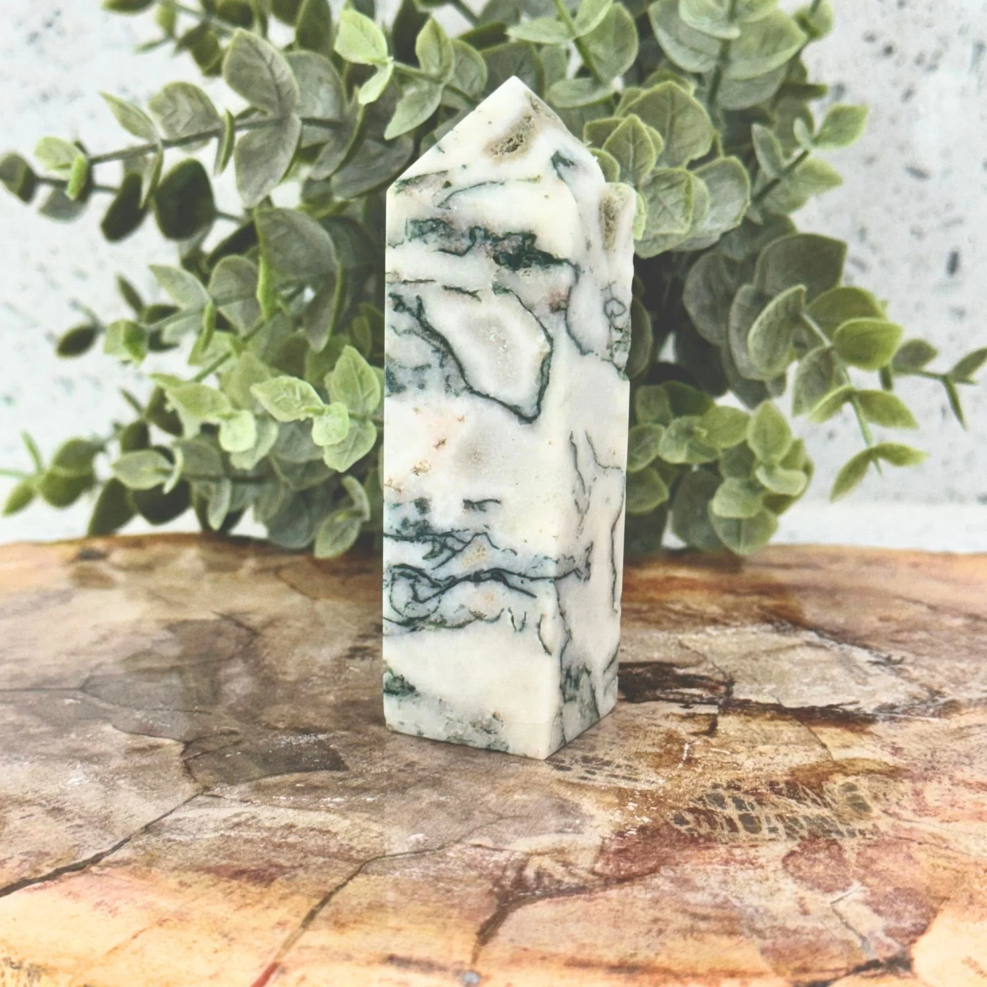 Tree Jasper Obelisk Tower | Grounding, Stability & Healing Crystal