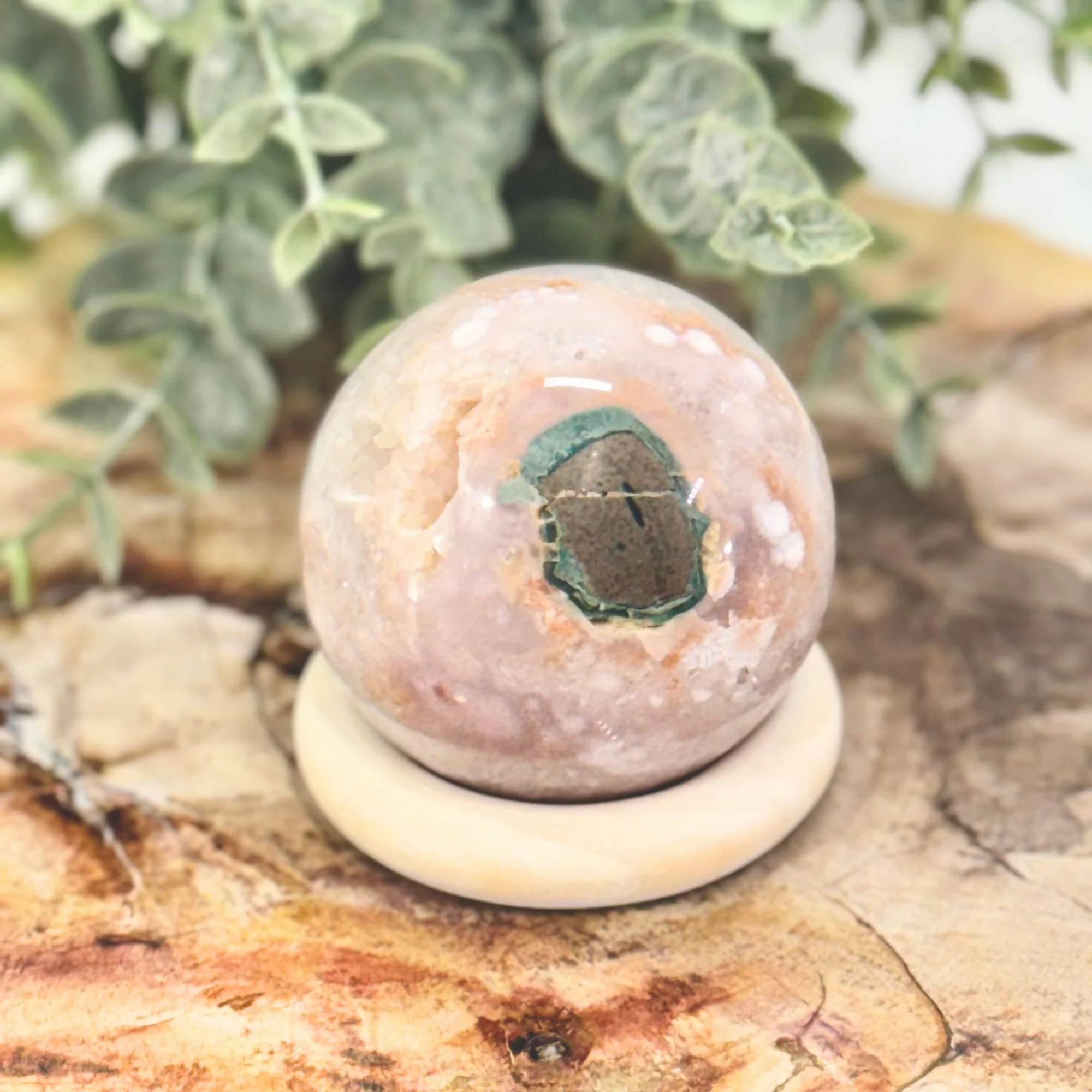 Flower Agate Sphere – Blossom Crystal Ball for Growth & New Beginnings