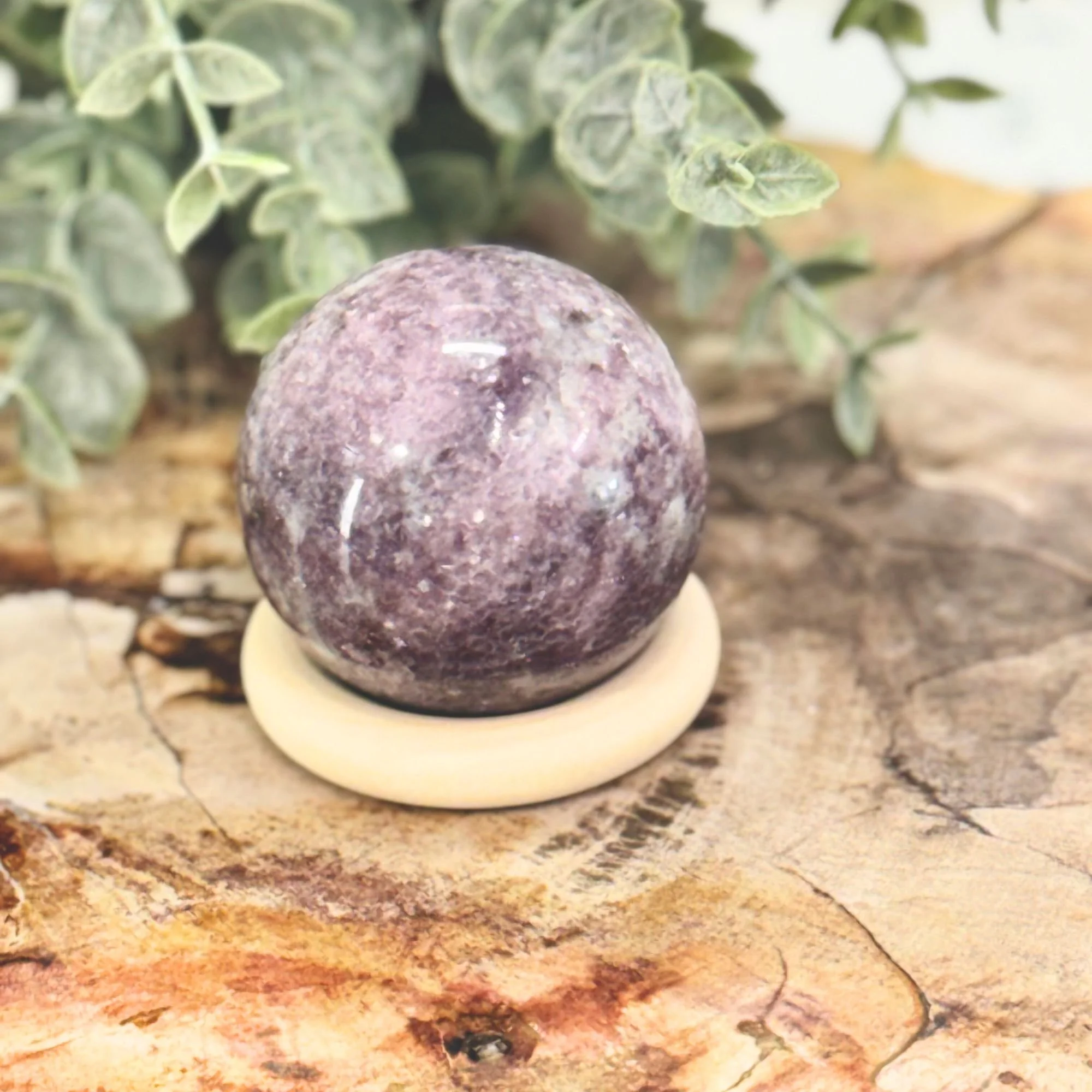 Lepidolite Sphere – Calming Lithium Quartz Crystal Ball