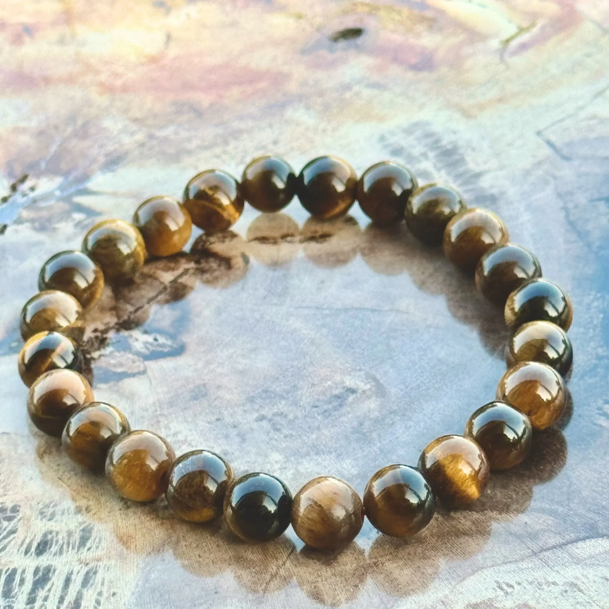 Golden Tiger’s Eye Gemstone Stretch Bracelet – 7mm Natural Crystal Beads