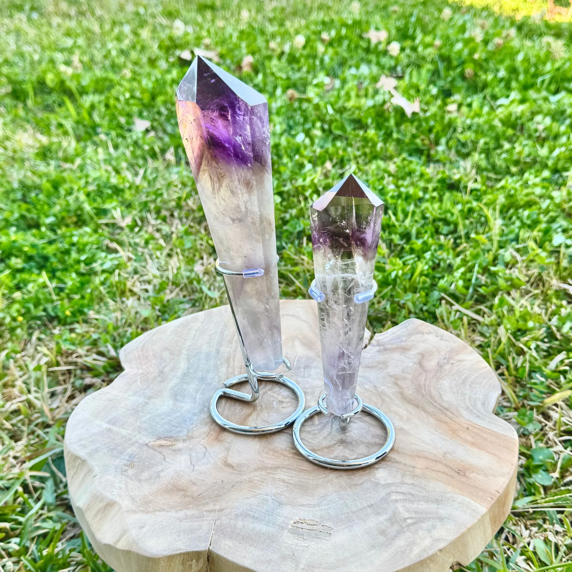 Amethyst Scepter Crystals with Metal Stand – One of a Kind