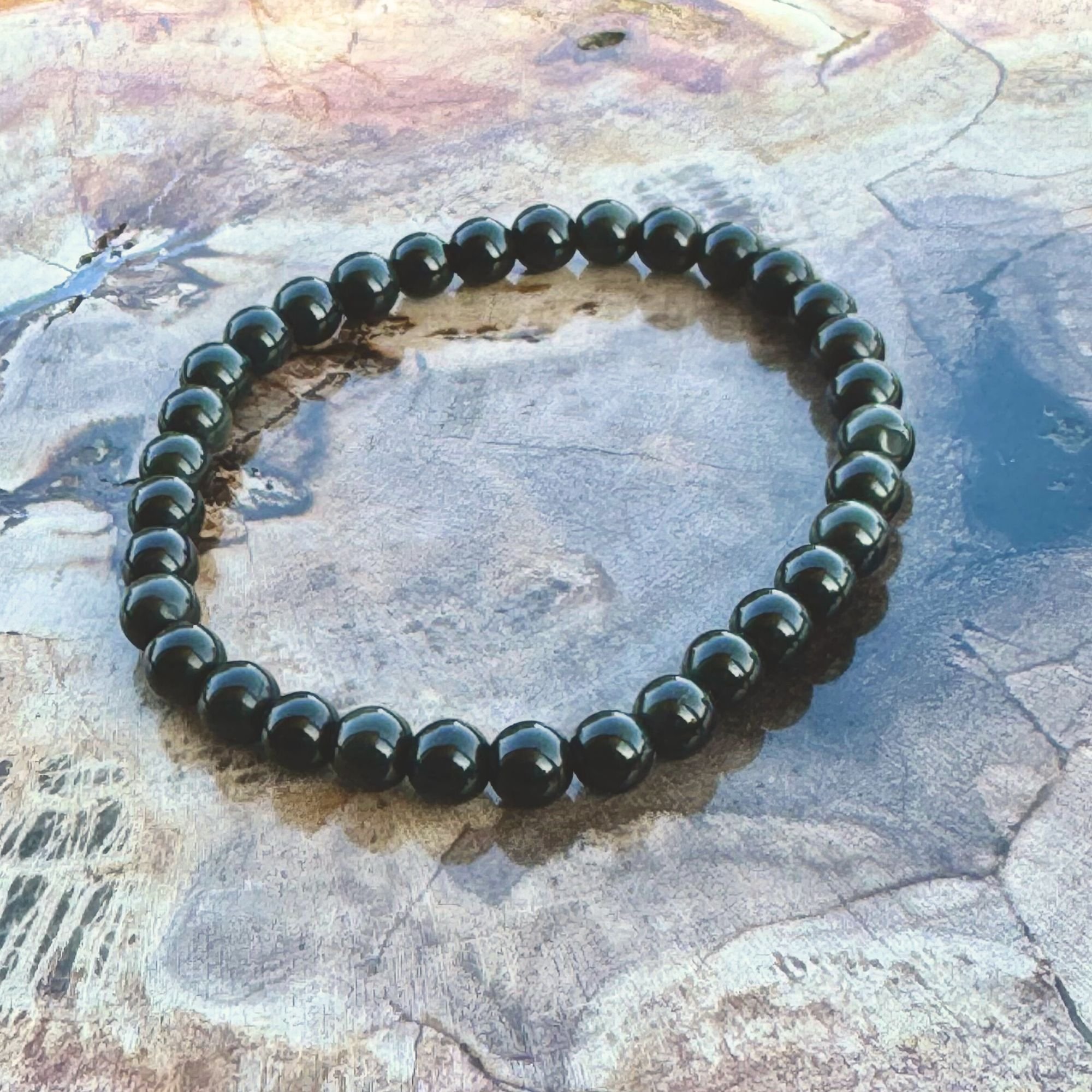 Rainbow Obsidian Crystal Stretch Bracelet – 5mm Natural Gemstone Beads